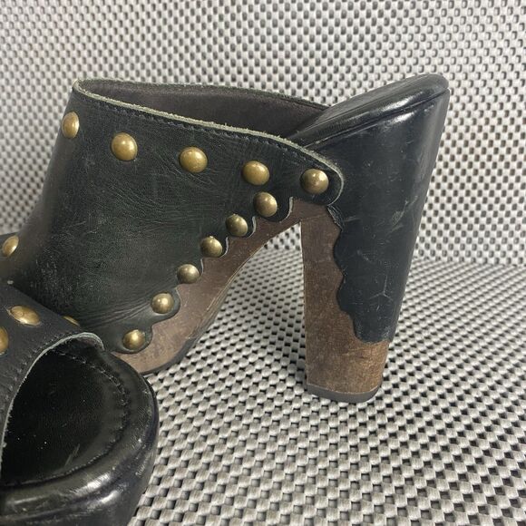 Stuart Weitzman Mules Womens 5.5 Black Leather Platform Heeled Made In Spain - Picture 11 of 15